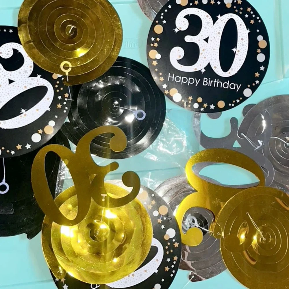 NEW Dirty thirty 30 gold/black/silver party decorations dangles